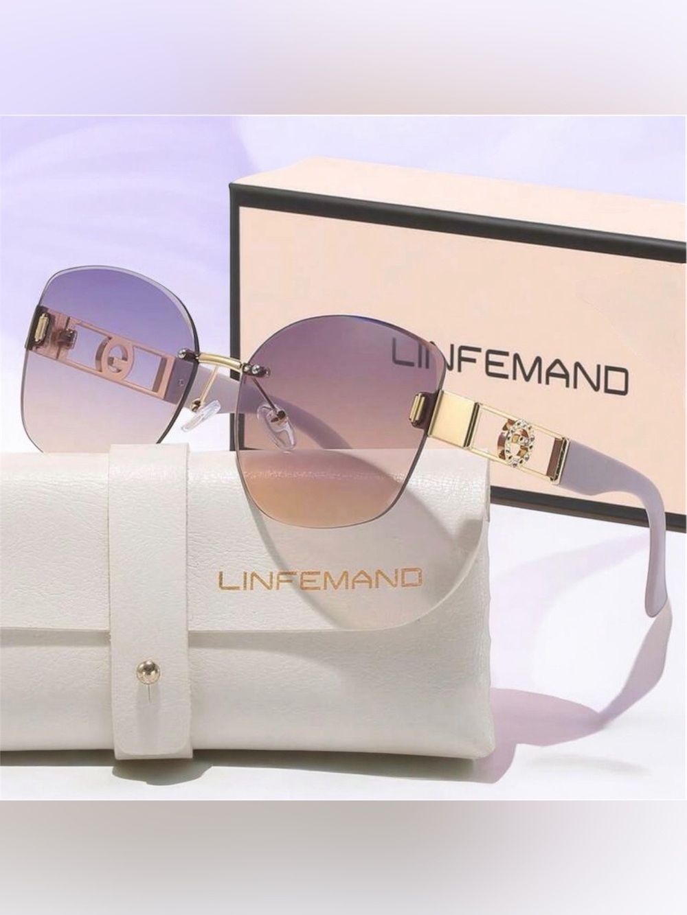Women's Gradient Purple Rimless Sunglasses